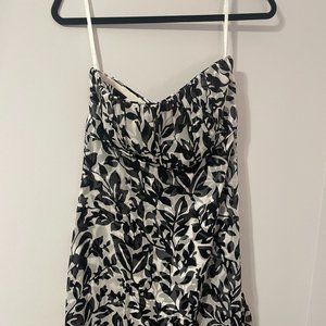 White House Black Market Strapless Black and White Floral Dress - Size 8